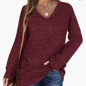 Large women's red long sleeve sweater